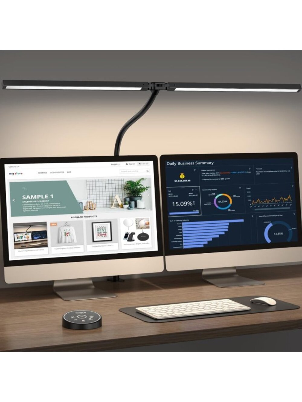 Eye-Caring LED Desk Lamp with Clamp - Adjustable 5 Color Lighting for Home
